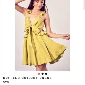Ruffle cut out dress kiwi